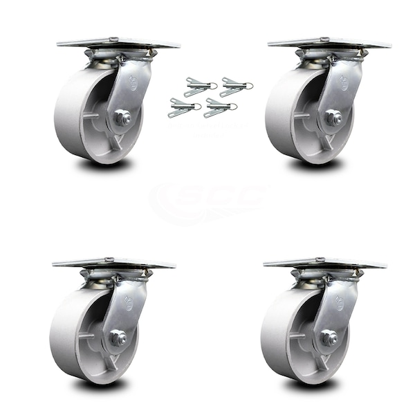 5 Inch Semi Steel Caster Set with Ball Bearings and Swivel Locks